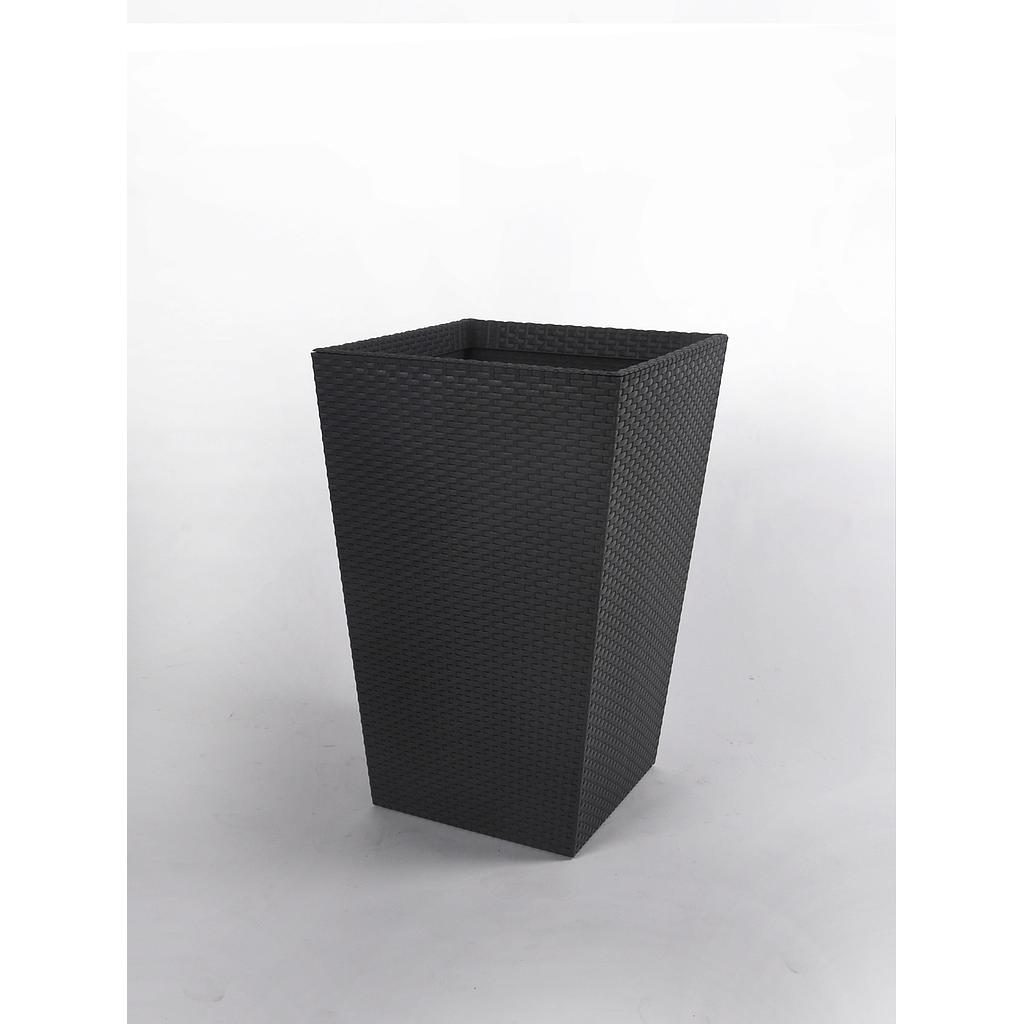 MACETA CUADRADA PEQUEÑA RATTAN GRIS