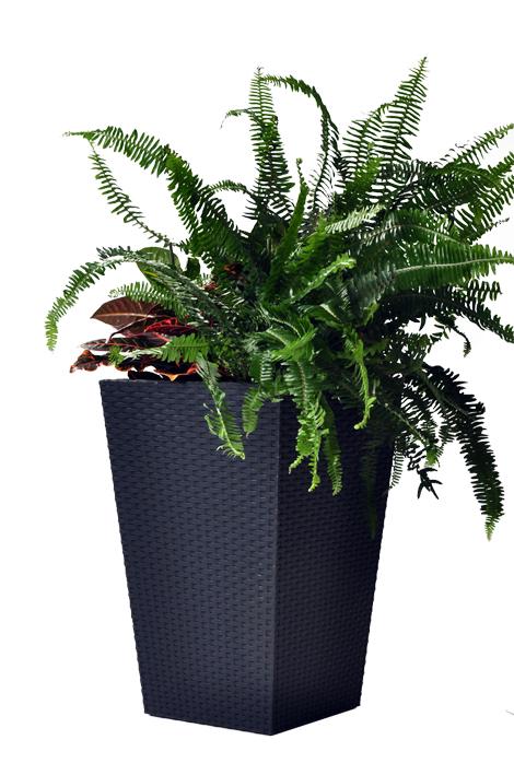 MACETA CUADRADA MEDIANA RATTAN GRIS